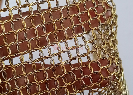 پرده توری حلقه فلزی جوش برنجی رنگی 0.8x7mm برای دکوراسیون داخلی و خارجی