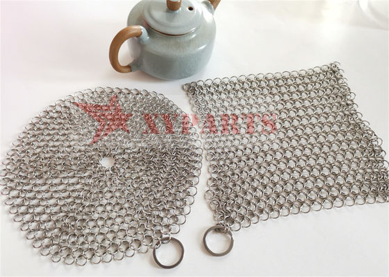 SUS316 Rings Chainmail اسکرابر تابه چدنی درجه غذا
