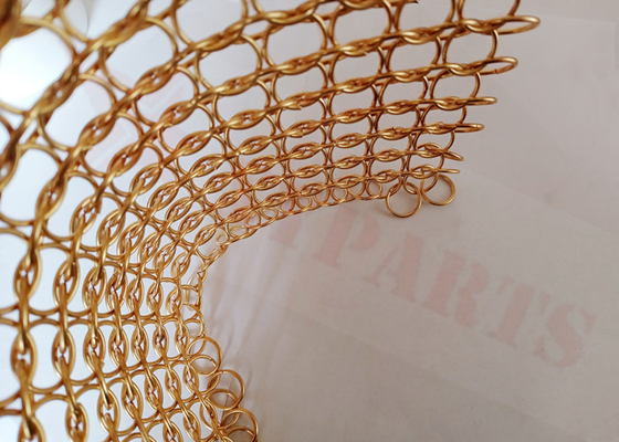 رنگ طلایی 1.5x15mm پرده پارچه مش زنجیردار طرح داخلی فولاد ضد زنگ