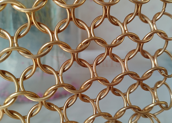 پرده های پستی زنجیر مش فلزی سفارشی 12 میلی متری رنگ طلایی استیل ضد زنگ